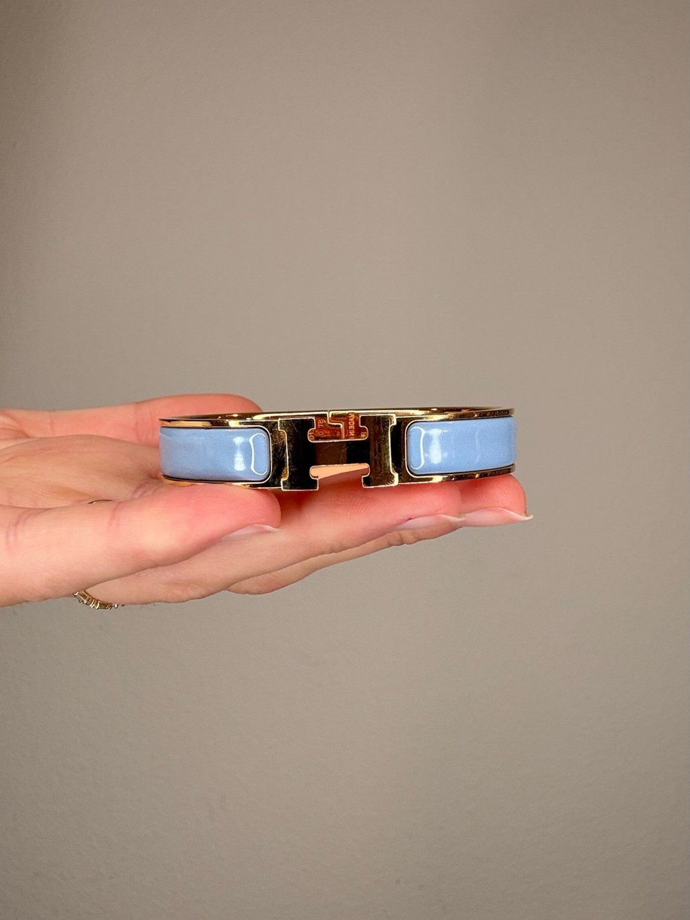 Hermes H Clic Clac Bracelet in Blue and Gold